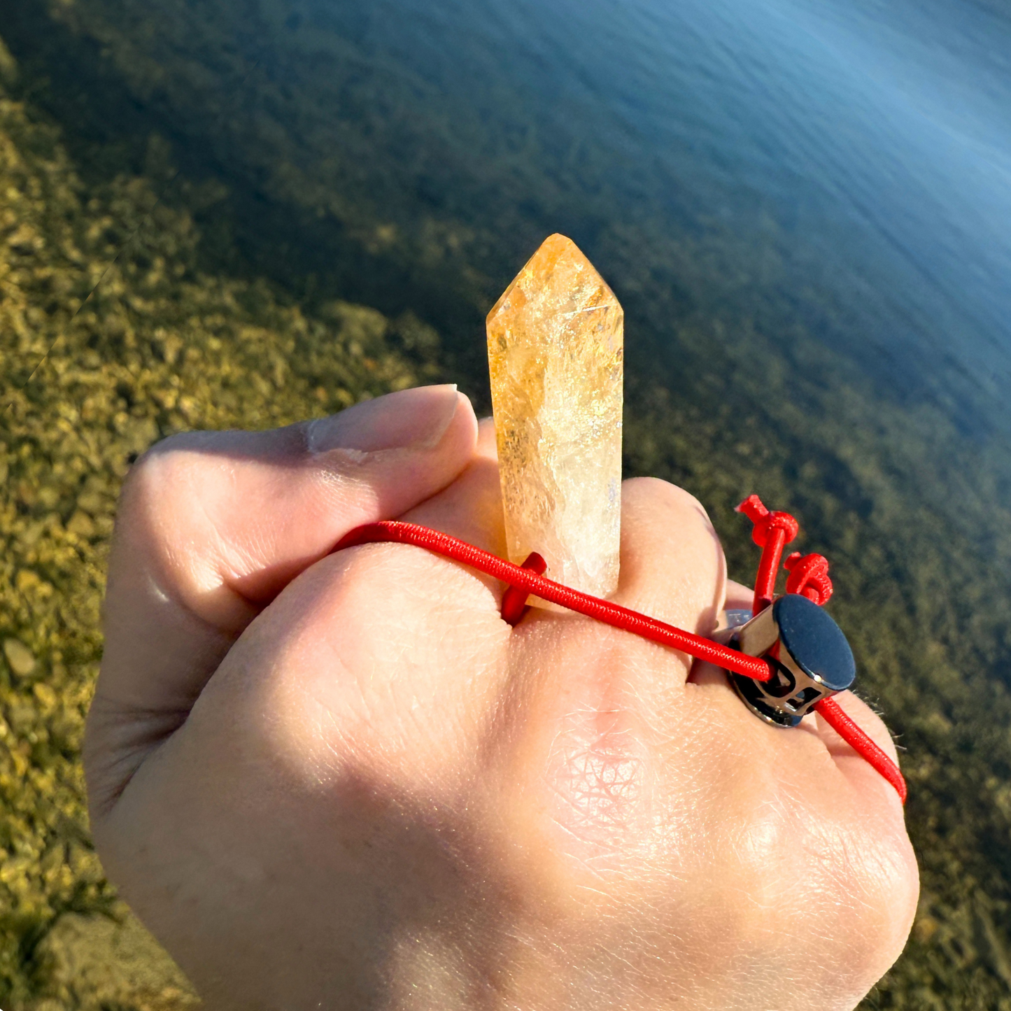 Let's FoCK IT™ Success Amulet - Brazilian Citrine Palm Bracelet - Cool Meditation Fidget Toy - Lucky Crystal Point Good Luck Charm Talisman