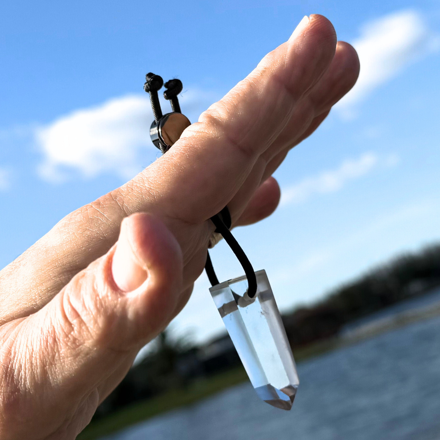 Let's FoCK IT β’ Fidget XL Protection Amulet - Premium Grade Brazilian Crystal Quartz - Cool Adjustable Natural Stress Reliever Palm Bracelet