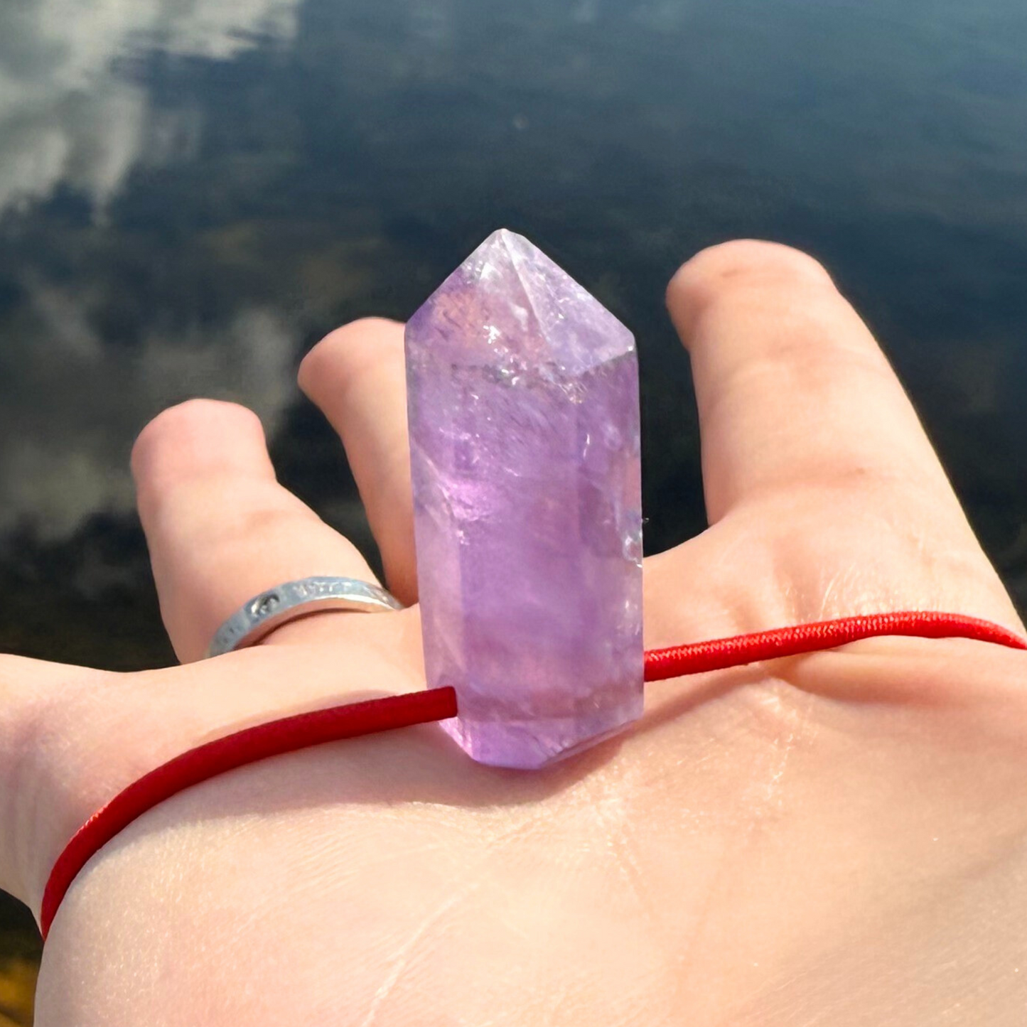 Let's FoCK IT™ Good Luck Amulet - Brazilian Amethyst Palm Bracelet - Cool Meditation Fidget Toy - Lucky Crystal Point Healing Charm Talisman
