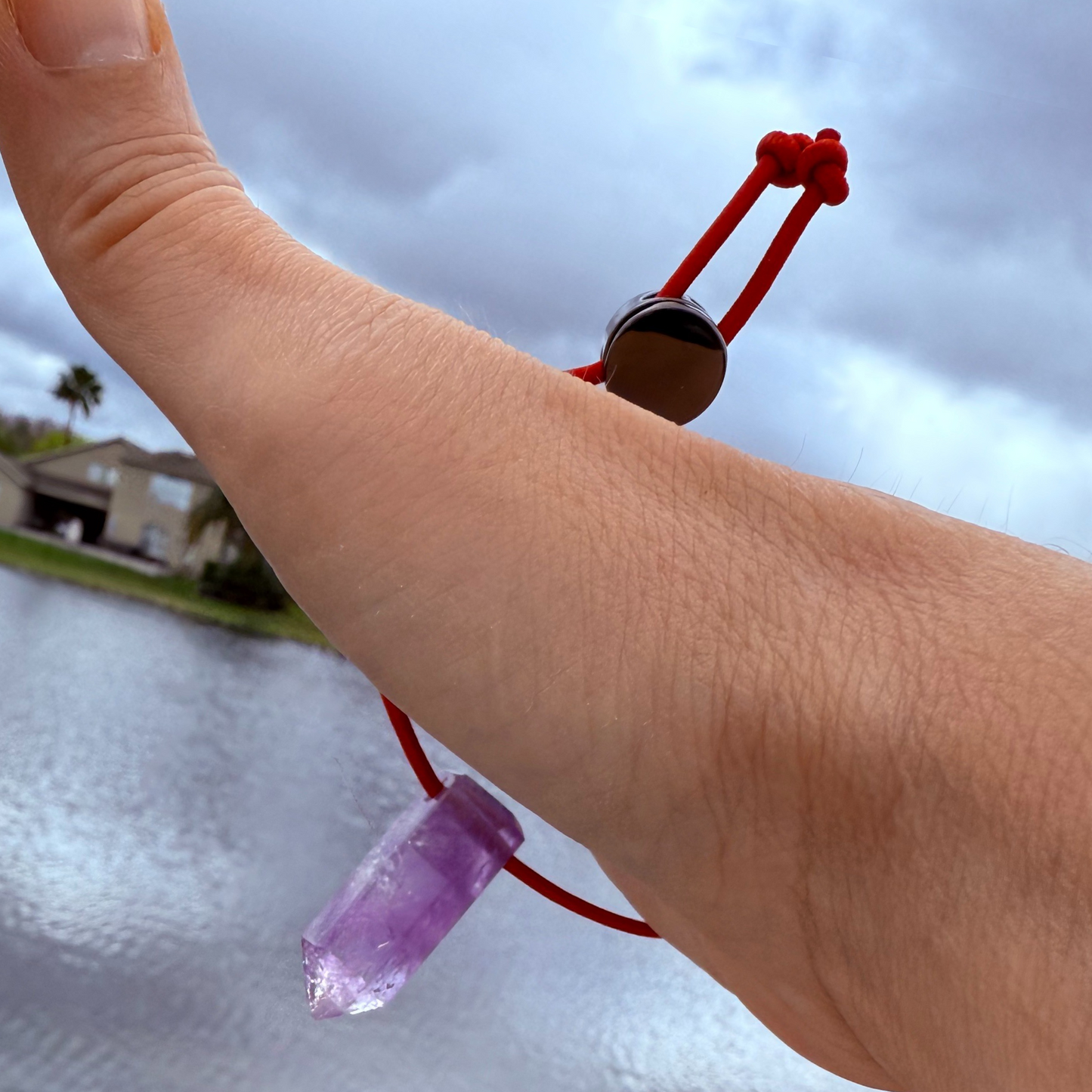 Let's FoCK IT™ Good Luck Amulet - Brazilian Amethyst Palm Bracelet - Cool Meditation Fidget Toy - Lucky Crystal Point Healing Charm Talisman