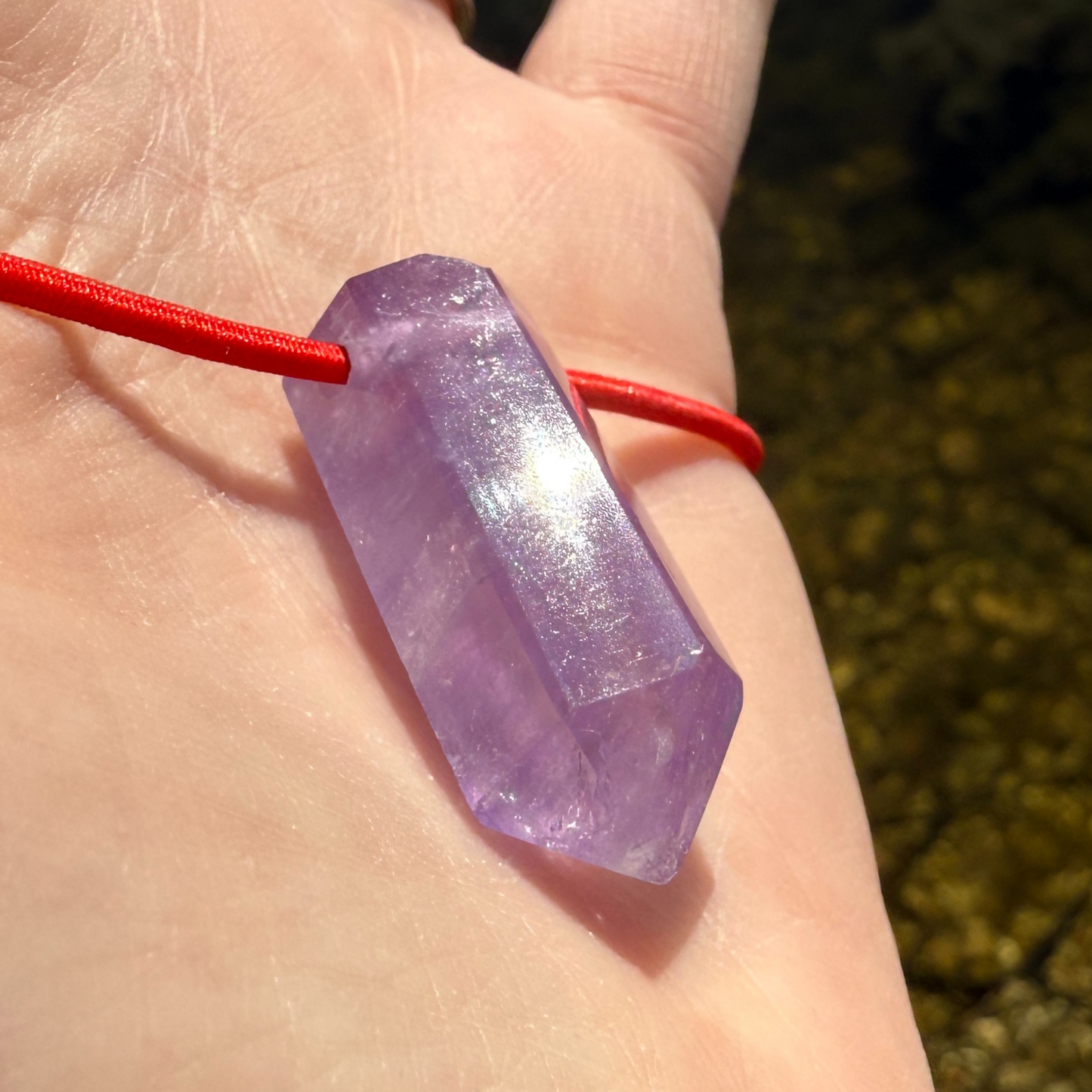 Let's FoCK IT™ Good Luck Amulet - Brazilian Amethyst Palm Bracelet - Cool Meditation Fidget Toy - Lucky Crystal Point Healing Charm Talisman