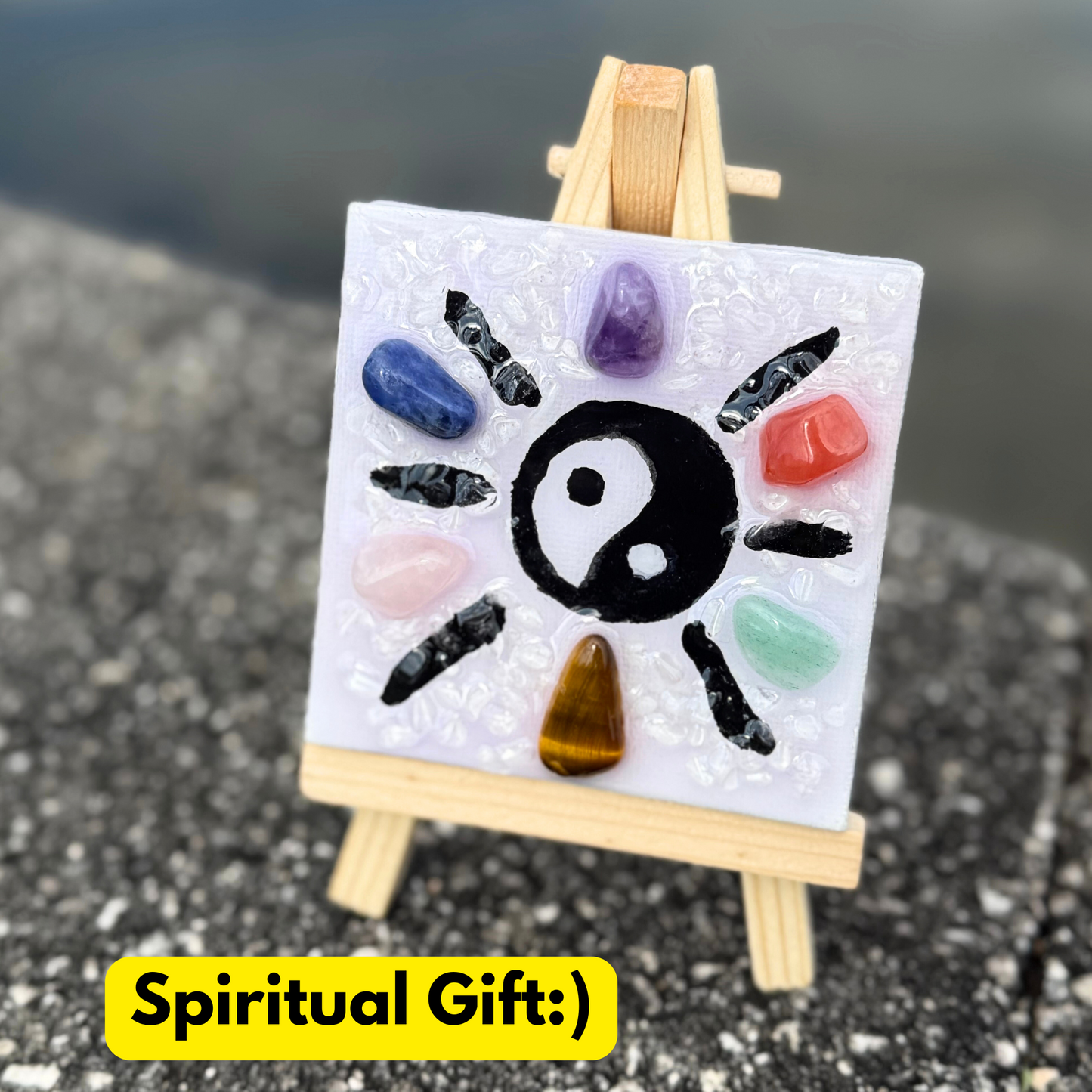 Natural 7-Chakra Miniature Painting Suncatcher - Adorable Spiritual Crystal Art Gift - Positive Energy Good Luck Keepsake Protection Amulet
