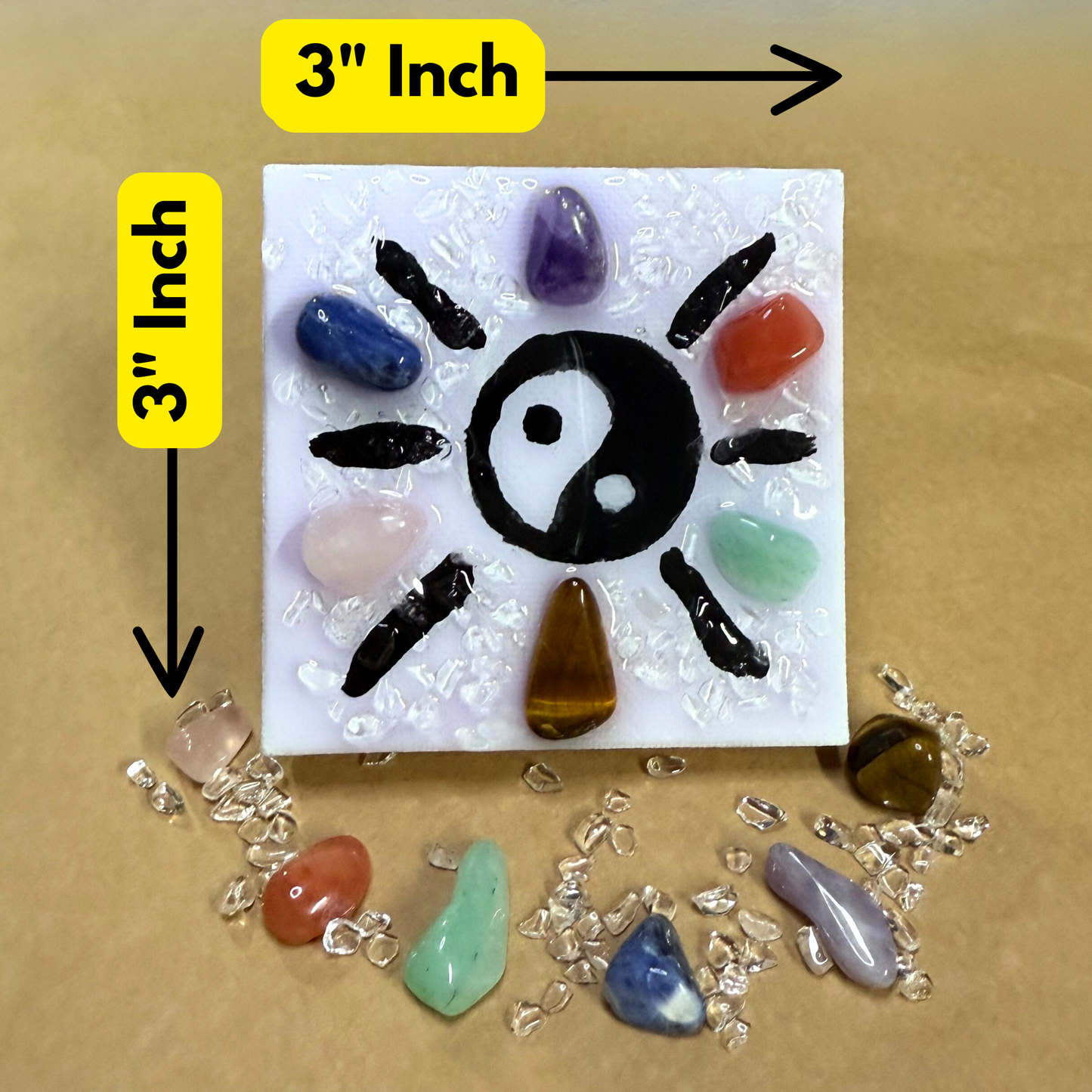 Natural 7-Chakra Miniature Painting Suncatcher - Adorable Spiritual Crystal Art Gift - Positive Energy Good Luck Keepsake Protection Amulet