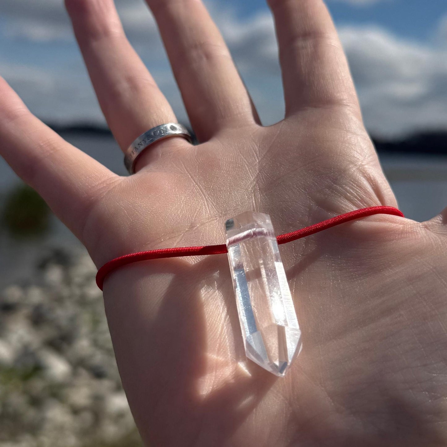 Badass Fidget Protection Amulet - Premium Grade Brazilian Rock Crystal Quartz - Cool Adjustable Natural Stress Reliever Palm Bracelet Gift