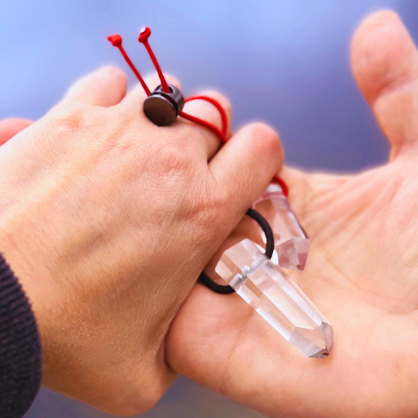 Let's FoCK IT ™ Couples Protection Amulet Fidgets - Premium Grade Brazilian Crystal Quartz - Cool Adjustable Stress Reliever Palm Bracelets