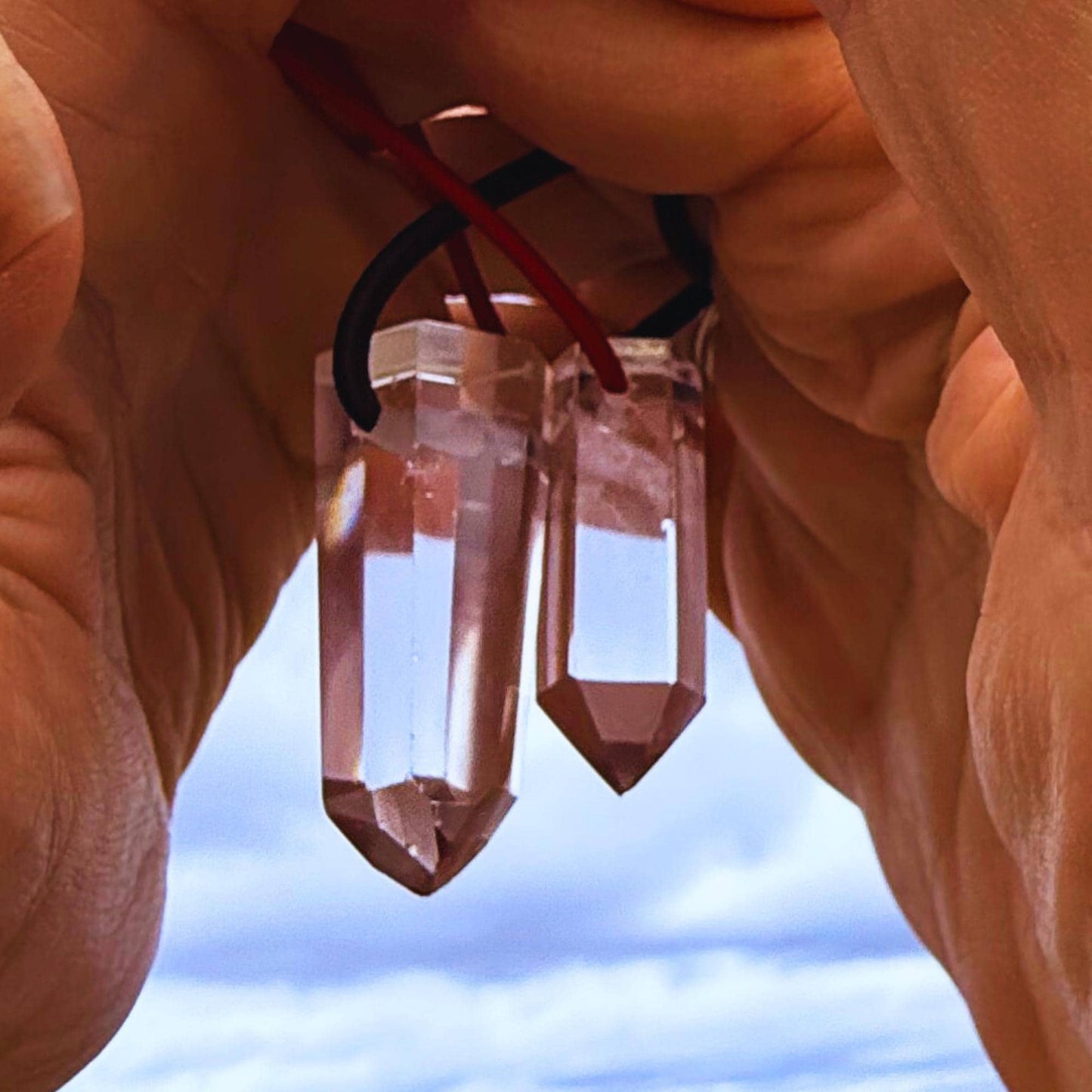 Let's FoCK IT ™ Couples Protection Amulet Fidgets - Premium Grade Brazilian Crystal Quartz - Cool Adjustable Stress Reliever Palm Bracelets