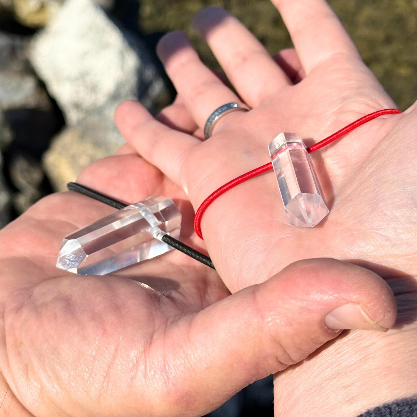 Let's FoCK IT ™ Couples Protection Amulet Fidgets - Premium Grade Brazilian Crystal Quartz - Cool Adjustable Stress Reliever Palm Bracelets