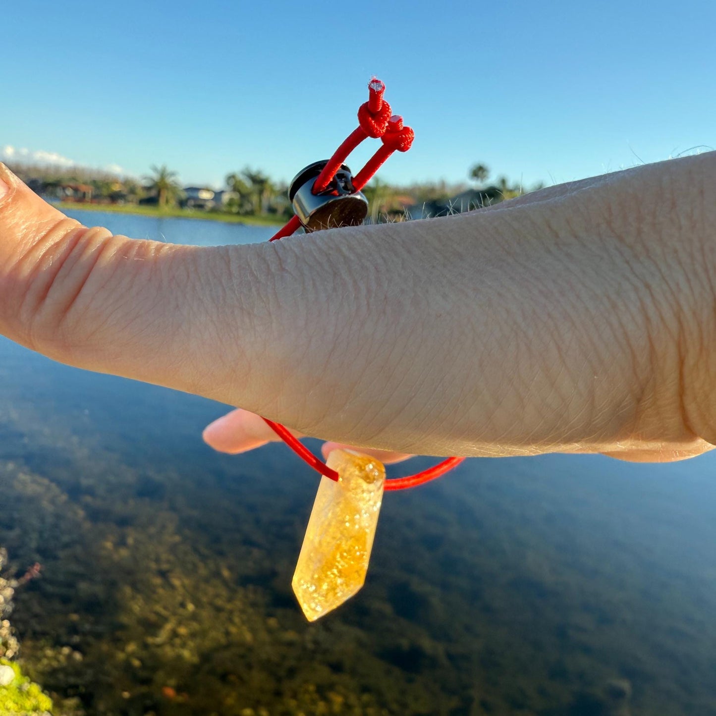 Badass Success Amulet - Brazilian Citrine Palm Bracelet - Cool Meditation Fidget Toy - Lucky Crystal Point Good Luck Charm FoCK IT Talisman