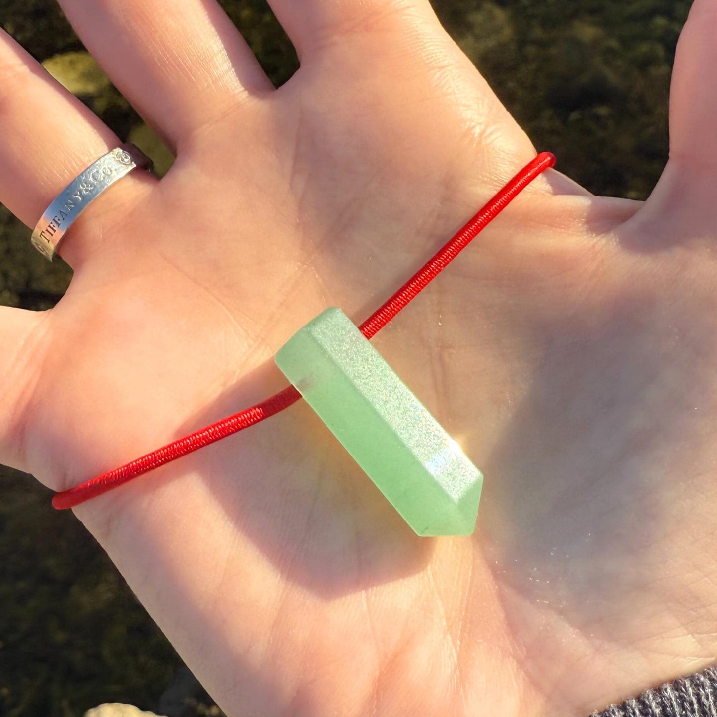Let's FoCK IT™ Money Energy Amulet - Cute Fortune Fidget - Mini Green Quartz Palm Bracelet - Cool Meditation Healing Lucky Crystal Point Toy