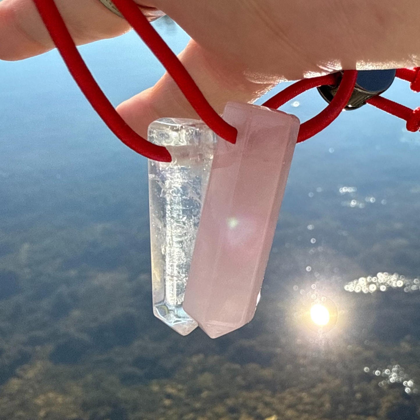 Let's FoCK IT ™ Couples Love Amulets - Rose Quartz and Crystal Quartz Manifestation Fidget Toys - Cool Adjustable Palm Bracelets Cute Gifts