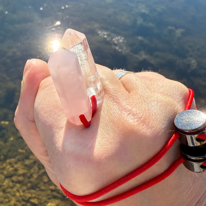 Let's FoCK IT ™ Couples Love Amulets - Rose Quartz and Crystal Quartz Manifestation Fidget Toys - Cool Adjustable Palm Bracelets Cute Gifts