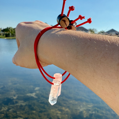 Let's FoCK IT ™ Couples Love Amulets - Rose Quartz and Crystal Quartz Manifestation Fidget Toys - Cool Adjustable Palm Bracelets Cute Gifts