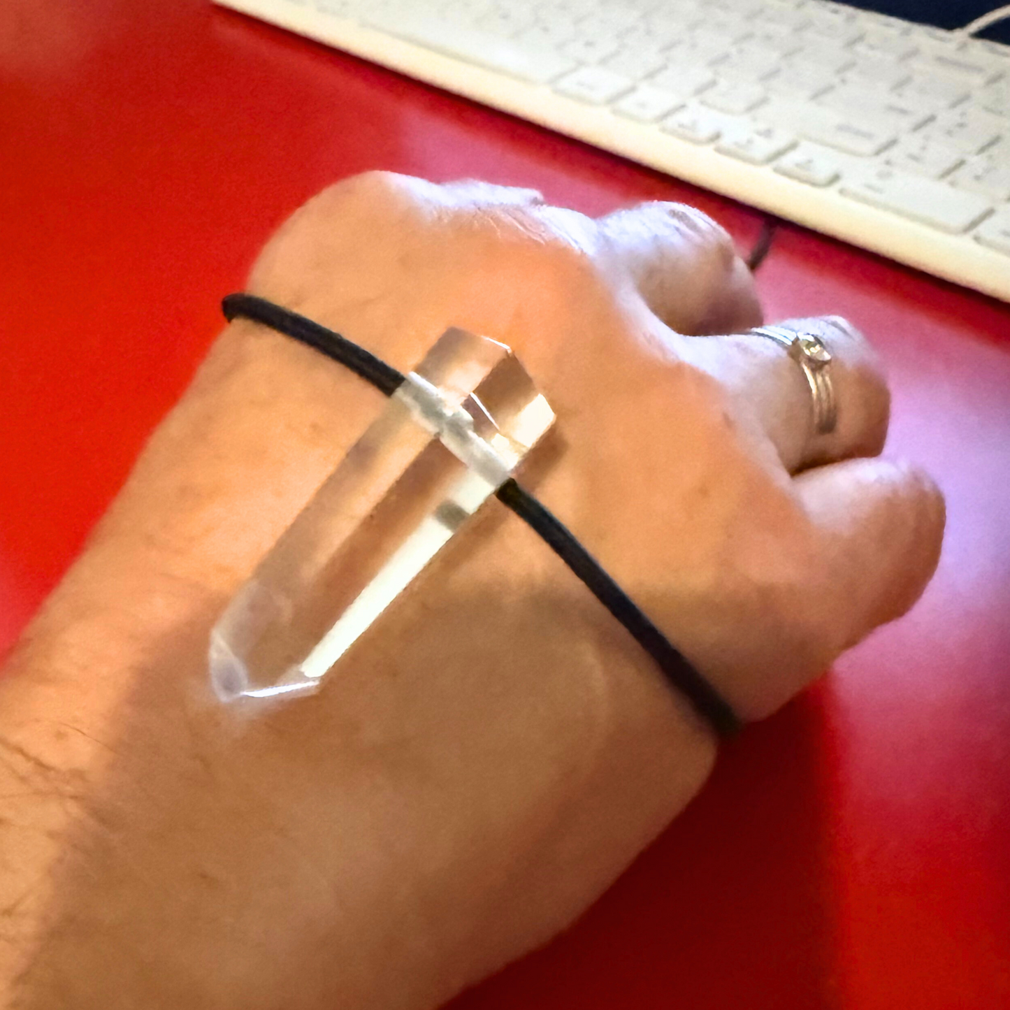 Let's FoCK IT ™ Fidget XL Protection Amulet - Premium Grade Brazilian Crystal Quartz - Cool Adjustable Natural Stress Reliever Palm Bracelet
