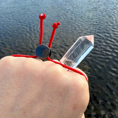 Let's FoCK IT ™ Fidget Protection Amulet - Premium Grade Brazilian Crystal Quartz - Cool Adjustable Natural Stress Reliever Palm Bracelet