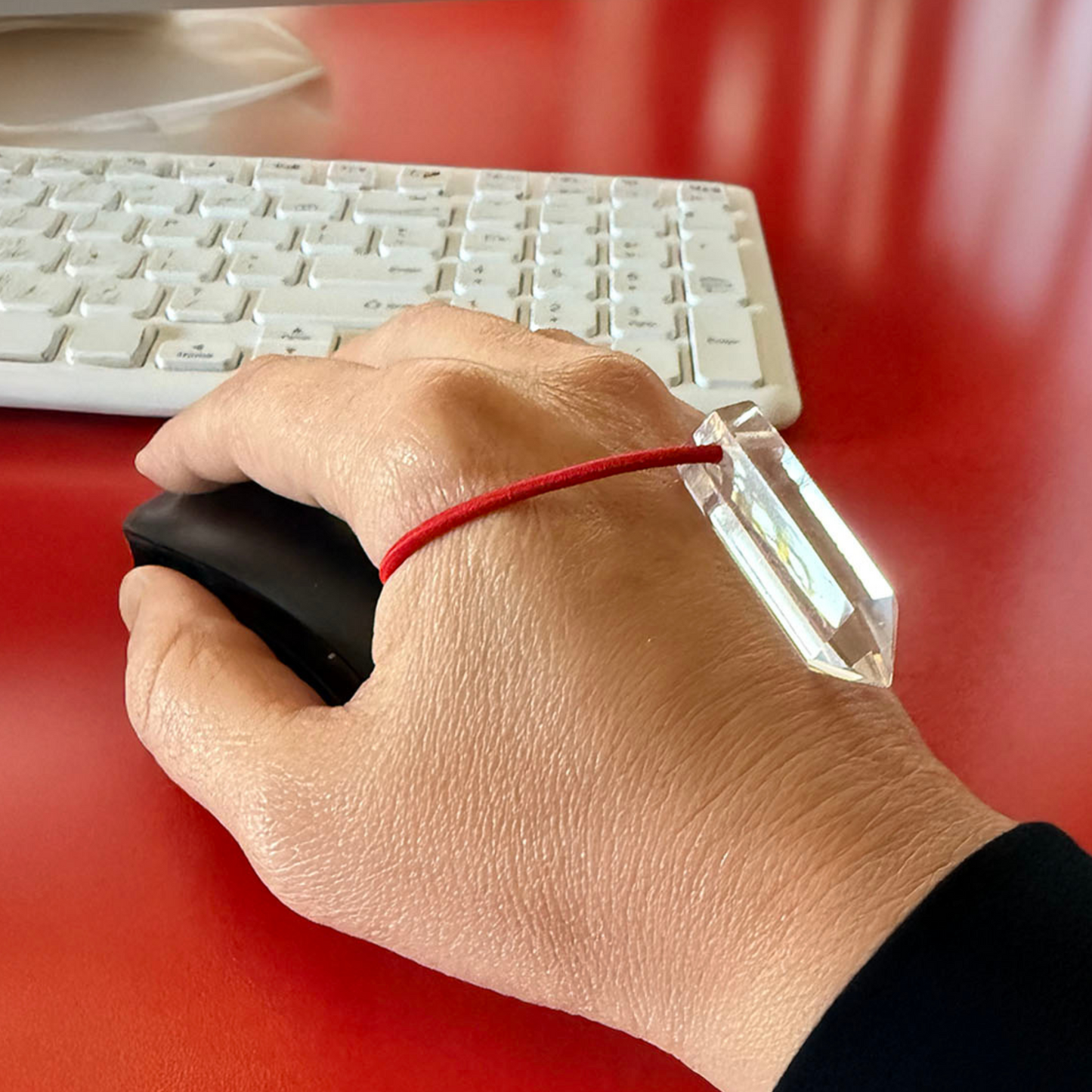 Let's FoCK IT ™ Fidget Protection Amulet - Premium Grade Brazilian Crystal Quartz - Cool Adjustable Natural Stress Reliever Palm Bracelet