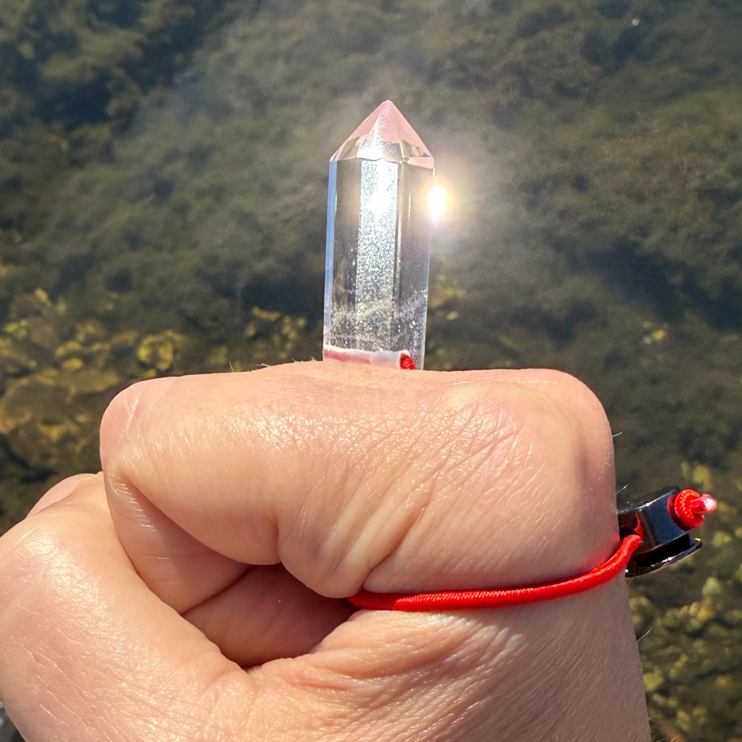 Let's FoCK IT ™ Fidget Protection Amulet - Premium Grade Brazilian Crystal Quartz - Cool Adjustable Natural Stress Reliever Palm Bracelet