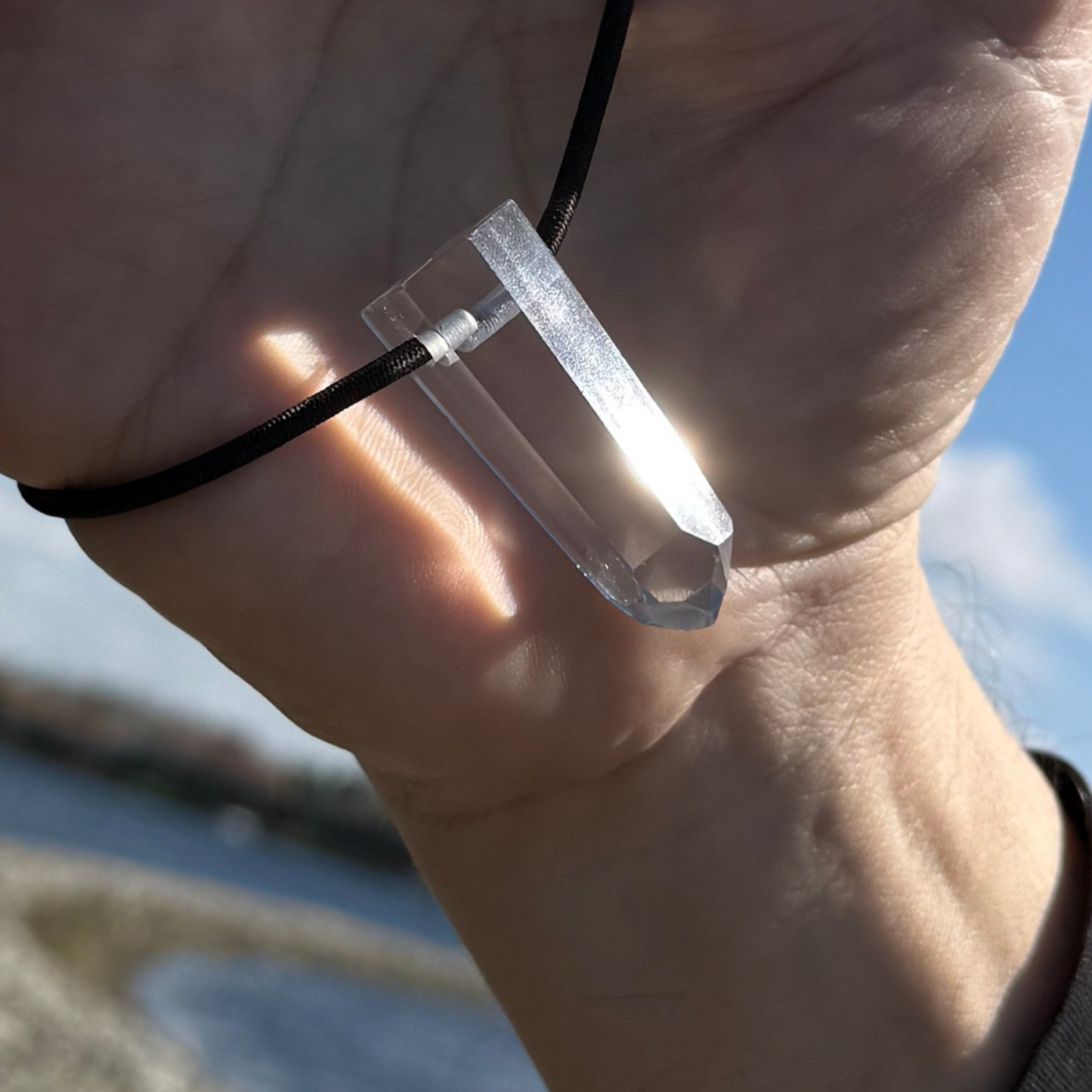 Let's FoCK IT ™ Fidget XL Protection Amulet - Premium Grade Brazilian Crystal Quartz - Cool Adjustable Natural Stress Reliever Palm Bracelet