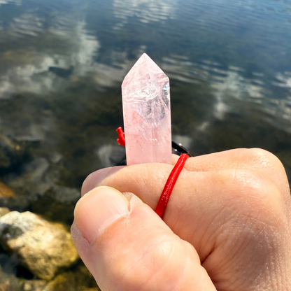 Let's FoCK IT™ Love Energy Amulet - Heal Heartbreak - Brazilian Rose Quartz Palm Bracelet - Cool Meditation Fidget Toy - Lucky Crystal Point