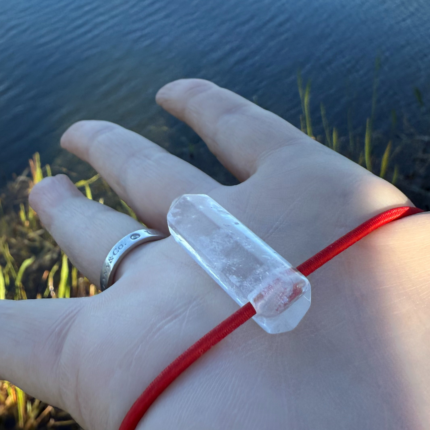 Let's FoCK IT ™ Mini Fidget Protection Amulet Crystal Quartz Point - Cool Natural Stress Reliever Palm Bracelet - Healing Meditation Charm