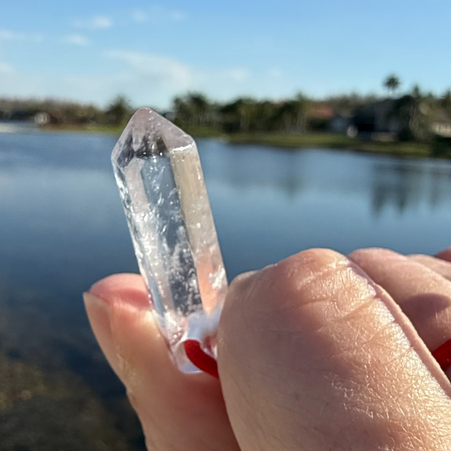 Let's FoCK IT ™ Mini Fidget Protection Amulet Crystal Quartz Point - Cool Natural Stress Reliever Palm Bracelet - Healing Meditation Charm
