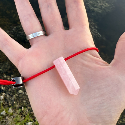 Let's FoCK IT™ Mini Love Energy Amulet - Heal Heart Chakra - Rose Quartz Palm Bracelet - Cool Meditation Fidget Toy - Lucky Crystal Point