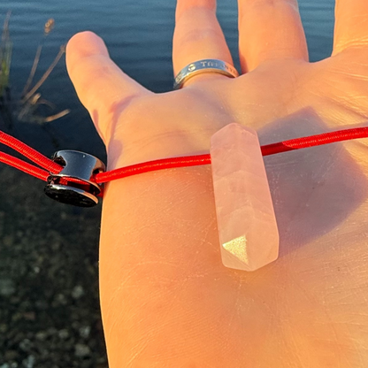 Let's FoCK IT™ Mini Love Energy Amulet - Heal Heart Chakra - Rose Quartz Palm Bracelet - Cool Meditation Fidget Toy - Lucky Crystal Point