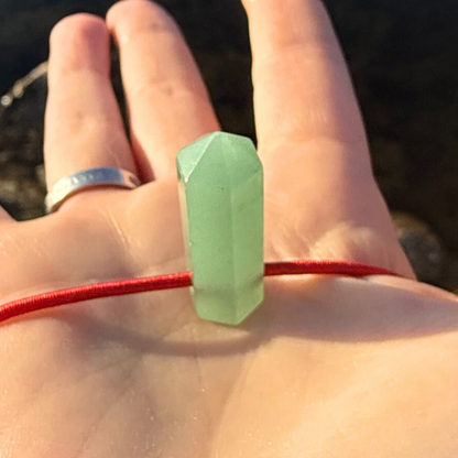 Let's FoCK IT™ Money Energy Amulet - Cute Fortune Fidget - Mini Green Quartz Palm Bracelet - Cool Meditation Healing Lucky Crystal Point Toy