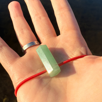 Let's FoCK IT™ Money Energy Amulet - Cute Fortune Fidget - Mini Green Quartz Palm Bracelet - Cool Meditation Healing Lucky Crystal Point Toy