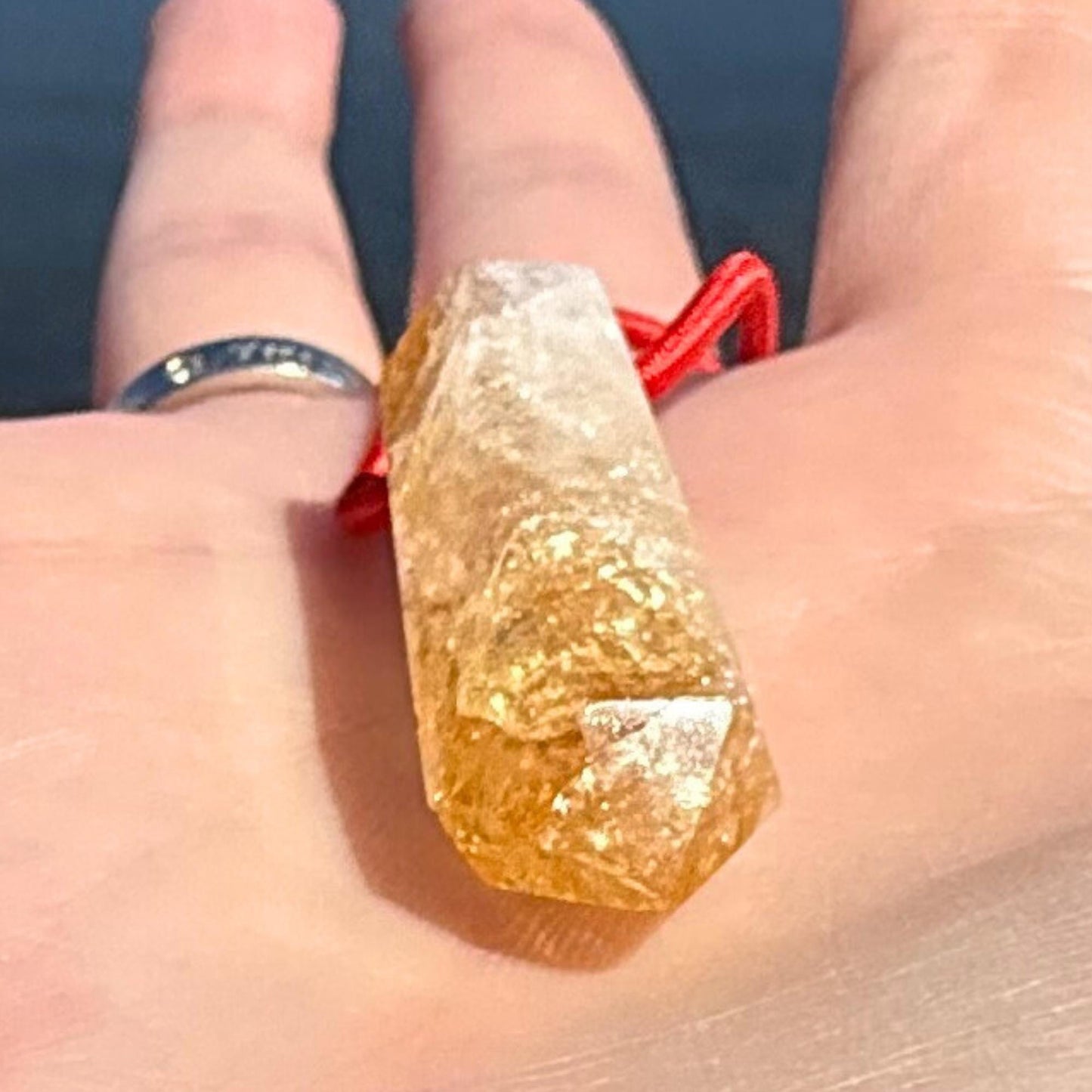 Badass Success Amulet - Brazilian Citrine Palm Bracelet - Cool Meditation Fidget Toy - Lucky Crystal Point Good Luck Charm FoCK IT Talisman
