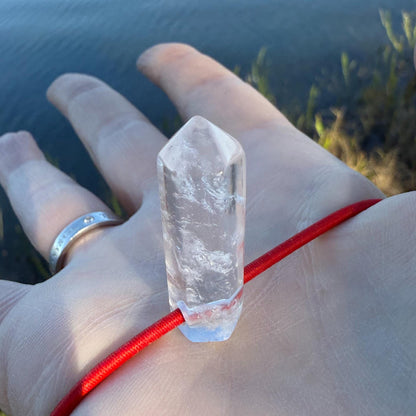 Badass Mini Fidget Protection Amulet Crystal Quartz Point - Cool Natural Stress Reliever Palm Bracelet - Healing Meditation Good Luck Charm