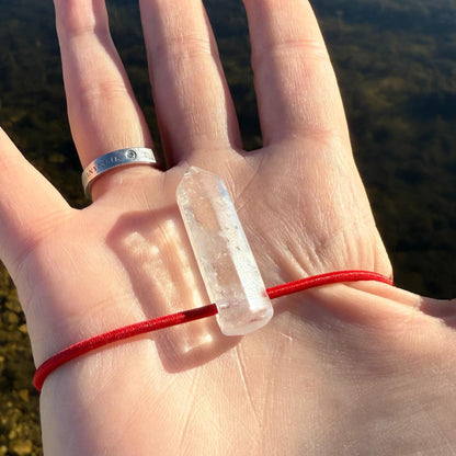 Badass Mini Fidget Protection Amulet Crystal Quartz Point - Cool Natural Stress Reliever Palm Bracelet - Healing Meditation Good Luck Charm