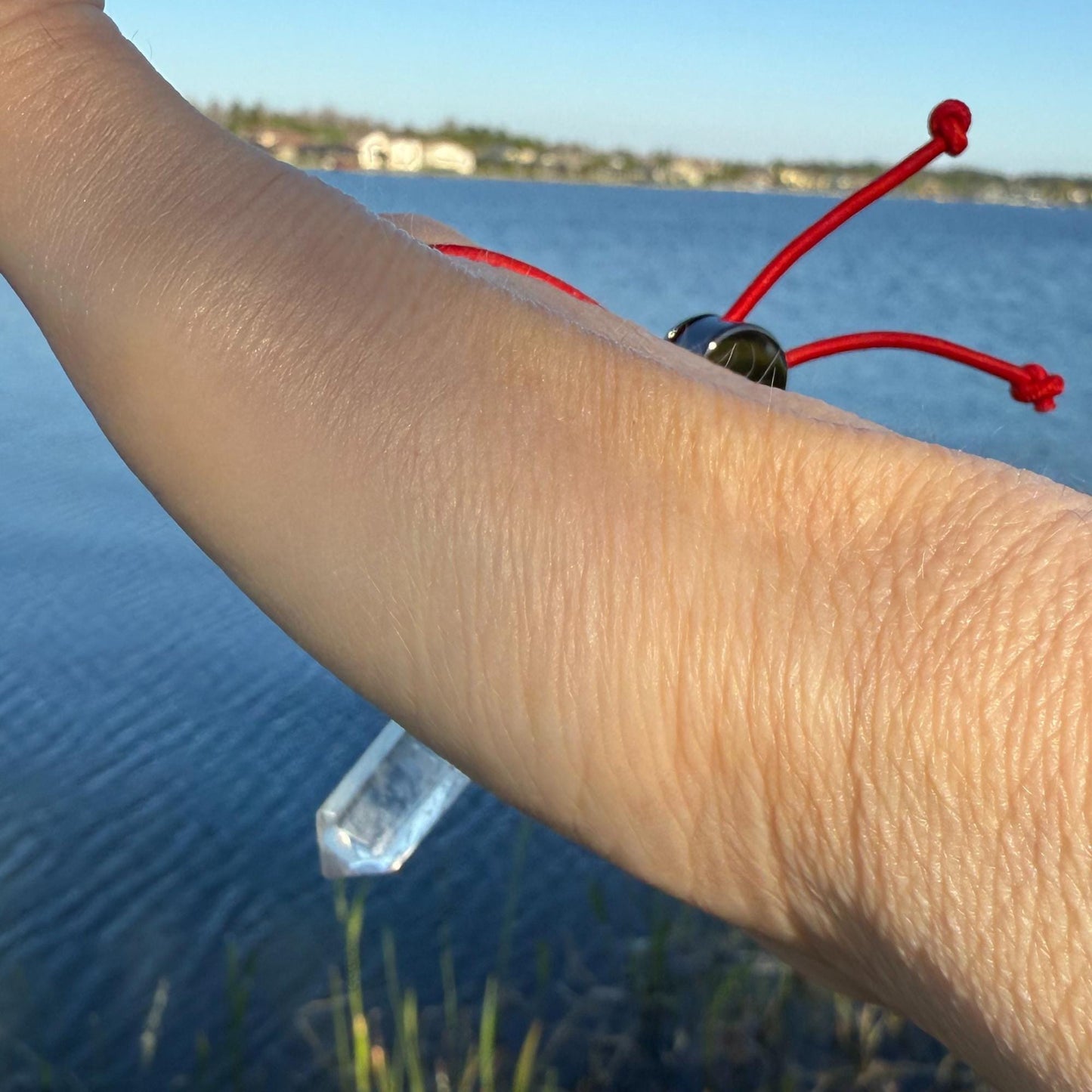 Badass Mini Fidget Protection Amulet Crystal Quartz Point - Cool Natural Stress Reliever Palm Bracelet - Healing Meditation Good Luck Charm
