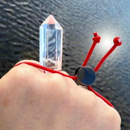 Badass Fidget Protection Amulet - Premium Grade Brazilian Rock Crystal Quartz - Cool Adjustable Natural Stress Reliever Palm Bracelet Gift