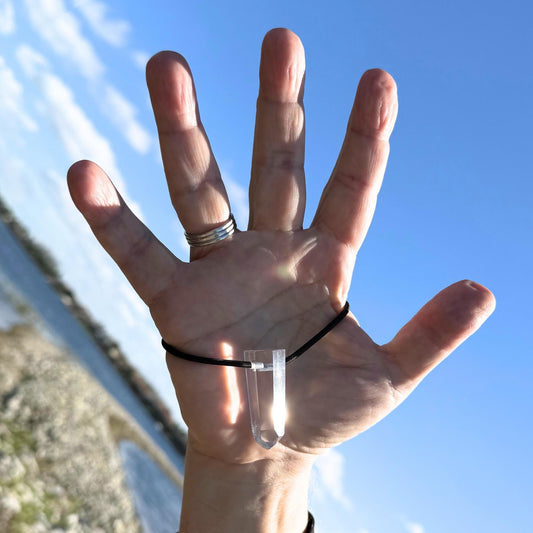 Let's FoCK IT ™ Fidget XL Protection Amulet - Premium Grade Brazilian Crystal Quartz - Cool Adjustable Natural Stress Reliever Palm Bracelet