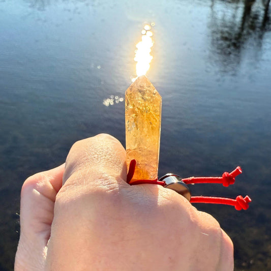 Badass Success Amulet - Brazilian Citrine Palm Bracelet - Cool Meditation Fidget Toy - Lucky Crystal Point Good Luck Charm FoCK IT Talisman