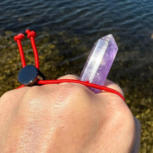 Let's FoCK IT™ Good Luck Amulet - Brazilian Amethyst Palm Bracelet - Cool Meditation Fidget Toy - Lucky Crystal Point Healing Charm Talisman
