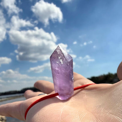 Badass Good Luck Amulet - Brazilian Amethyst Palm Bracelet Cool Meditation Fidget Toy - Lucky Crystal Point Healing Charm Gemstone Talisman