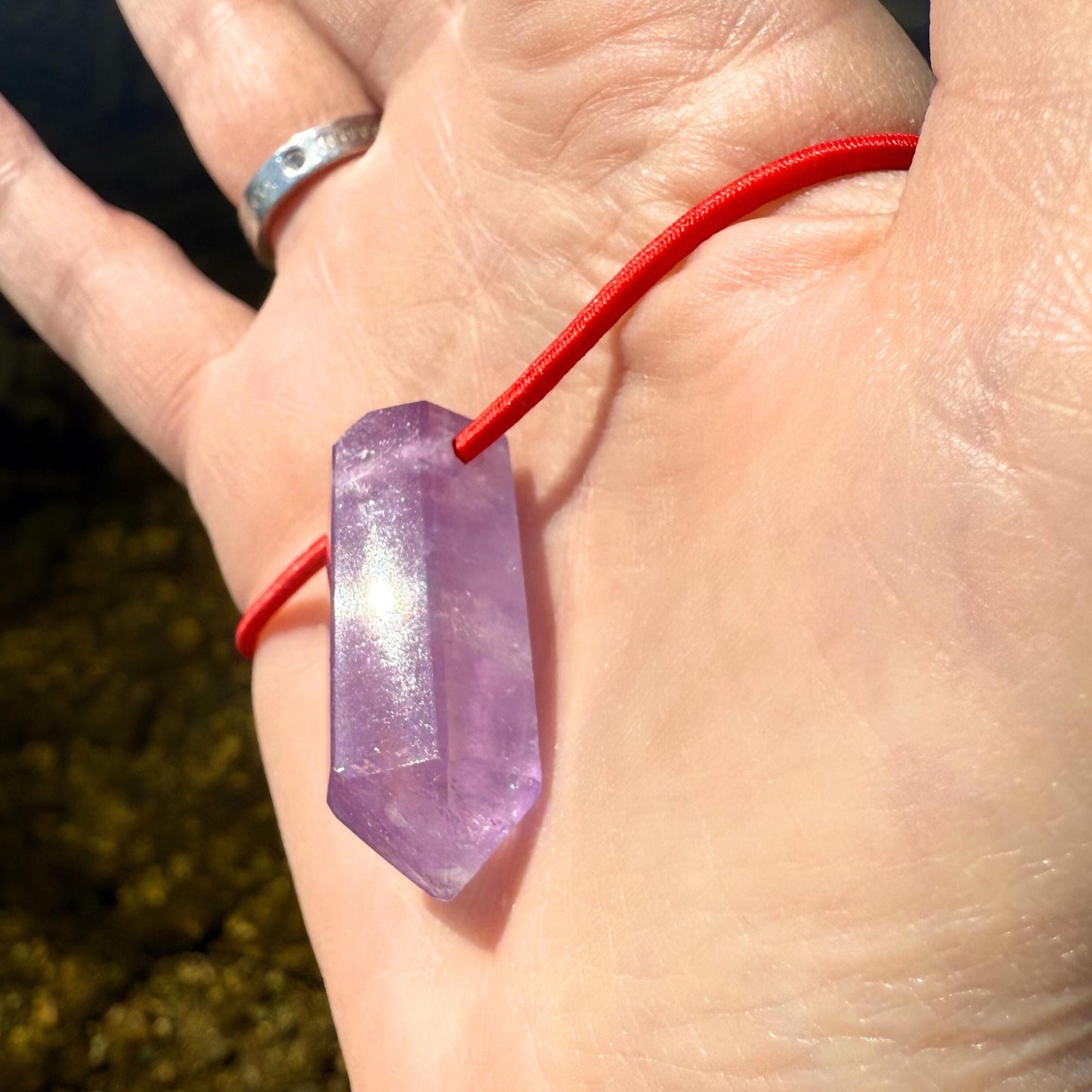 Badass Good Luck Amulet - Brazilian Amethyst Palm Bracelet Cool Meditation Fidget Toy - Lucky Crystal Point Healing Charm Gemstone Talisman