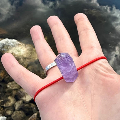 Badass Good Luck Amulet - Brazilian Amethyst Palm Bracelet Cool Meditation Fidget Toy - Lucky Crystal Point Healing Charm Gemstone Talisman