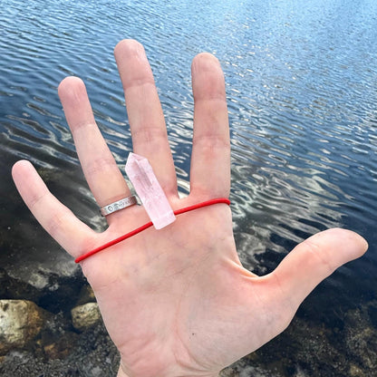 Badass Love Energy Amulet - Heal Heartbreak - Brazilian Rose Quartz Palm Bracelet Cool Meditation Fidget Toy - Lucky Crystal Point Gemstone