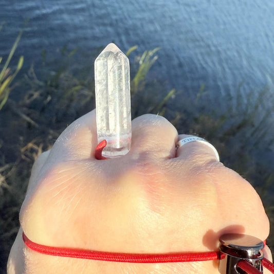 Let's FoCK IT ™ Mini Fidget Protection Amulet Crystal Quartz Point - Cool Natural Stress Reliever Palm Bracelet - Healing Meditation Charm