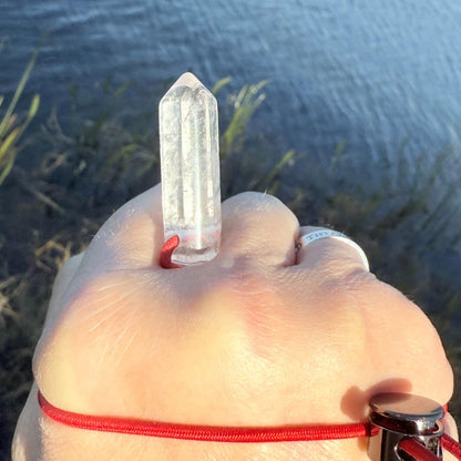 Badass Mini Fidget Protection Amulet Crystal Quartz Point - Cool Natural Stress Reliever Palm Bracelet - Healing Meditation Good Luck Charm