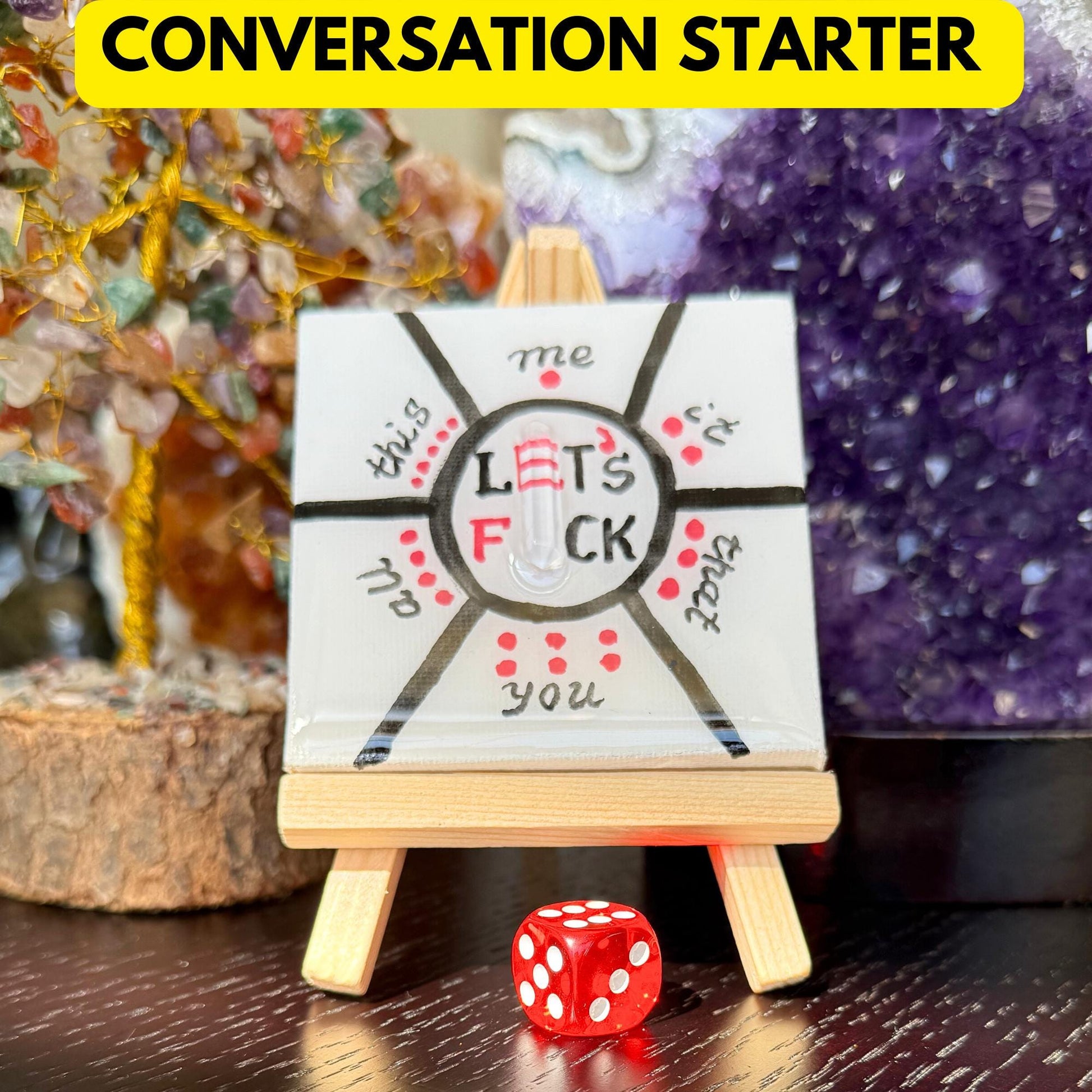 Fun Dirty Game for Love Couples - Lets FoCK it Miniature Art with Rock Quartz and Dice - Badass Gift for Wife Girlfriend Husband Boyfriend
