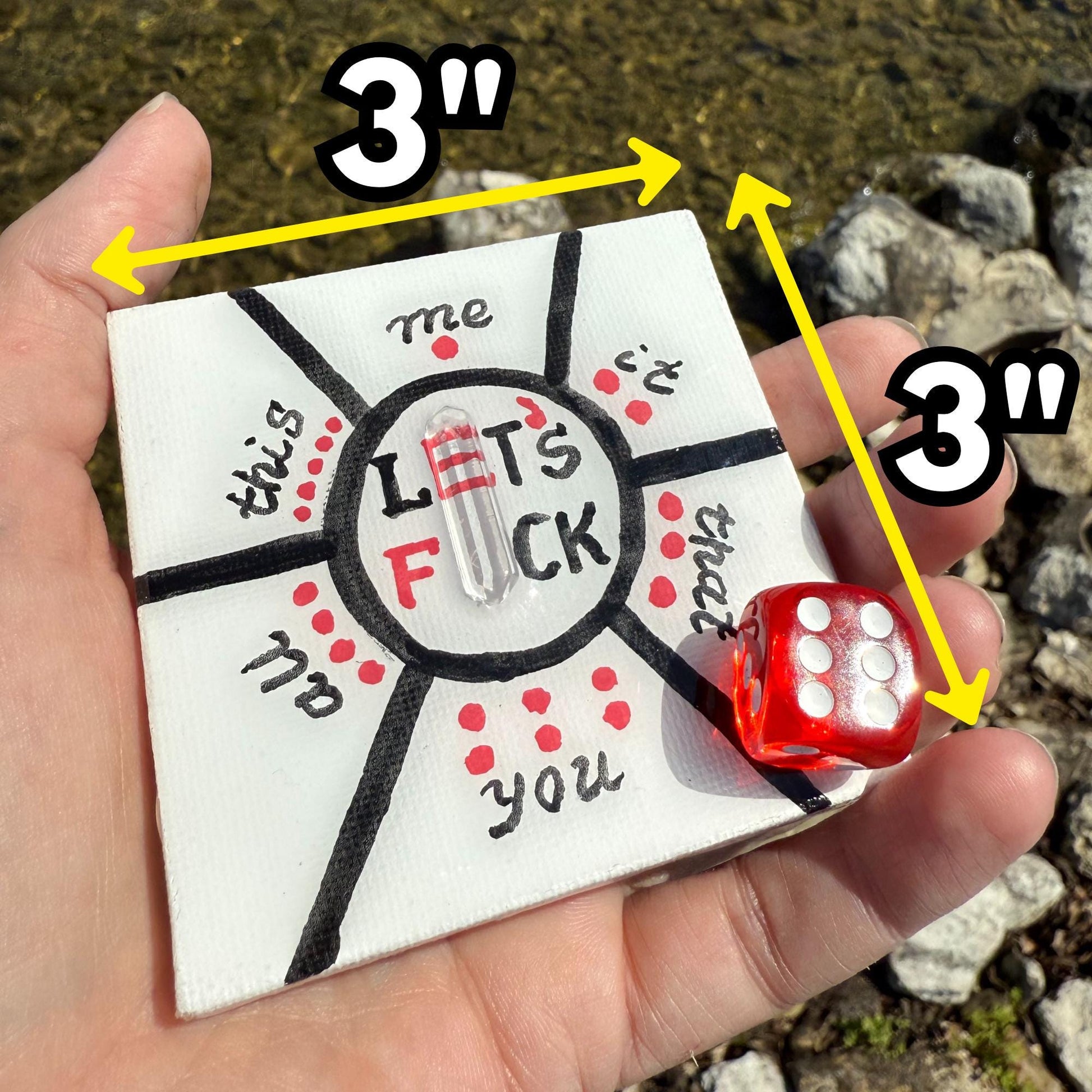 Fun Dirty Game for Love Couples - Lets FoCK it Miniature Art with Rock Quartz and Dice - Badass Gift for Wife Girlfriend Husband Boyfriend

