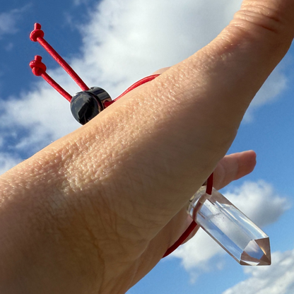 Let's FoCK IT ™ Fidget Protection Amulet - Premium Grade Brazilian Crystal Quartz - Cool Adjustable Natural Stress Reliever Palm Bracelet