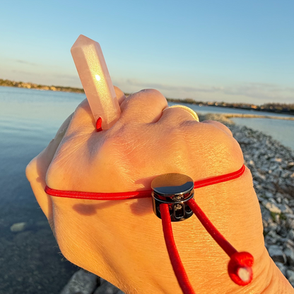 Let's FoCK IT™ Mini Love Energy Amulet - Heal Heart Chakra - Rose Quartz Palm Bracelet - Cool Meditation Fidget Toy - Lucky Crystal Point