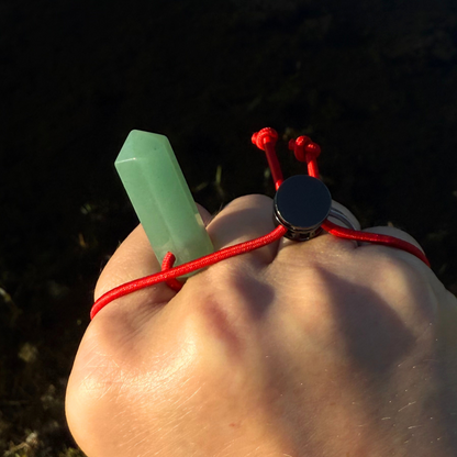 Let's FoCK IT™ Money Energy Amulet - Cute Fortune Fidget - Mini Green Quartz Palm Bracelet - Cool Meditation Healing Lucky Crystal Point Toy